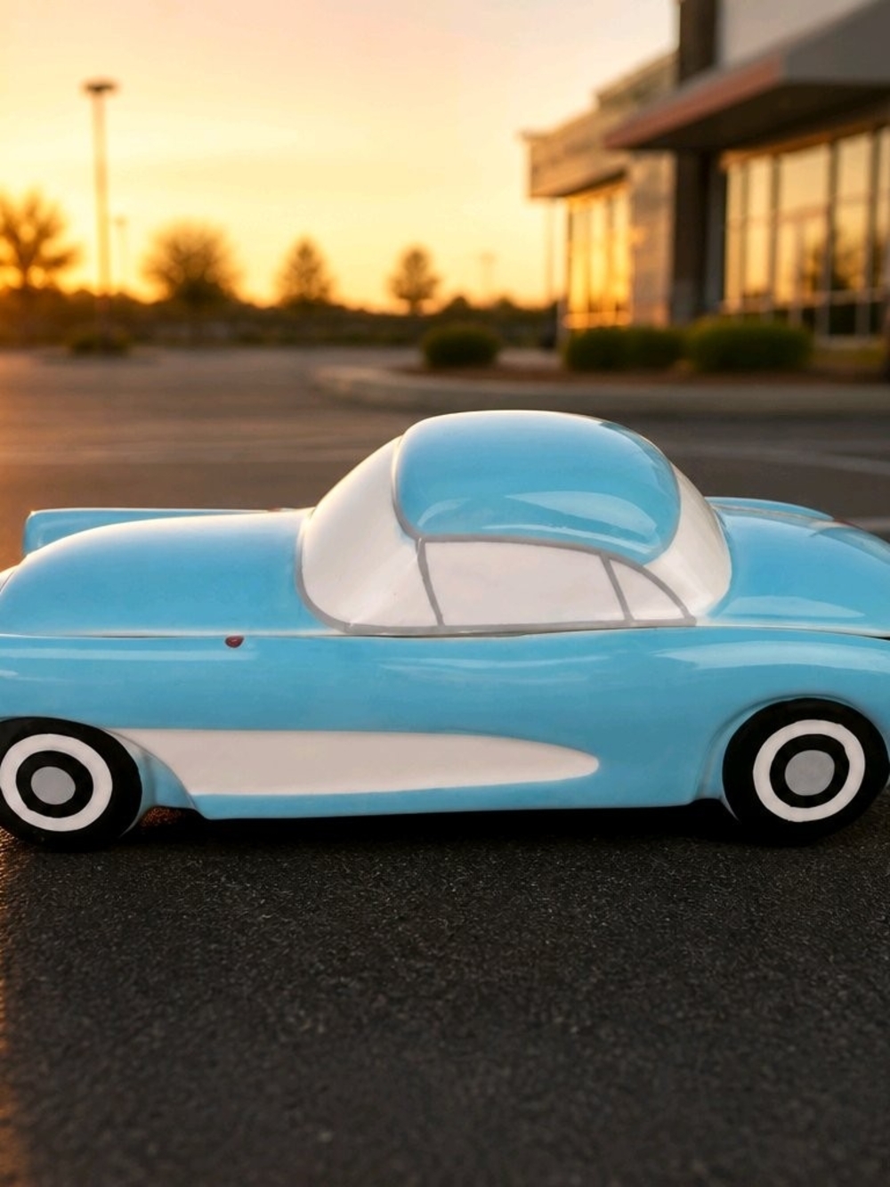 Ceramic Light Blue Retro Car Décor Figurine.